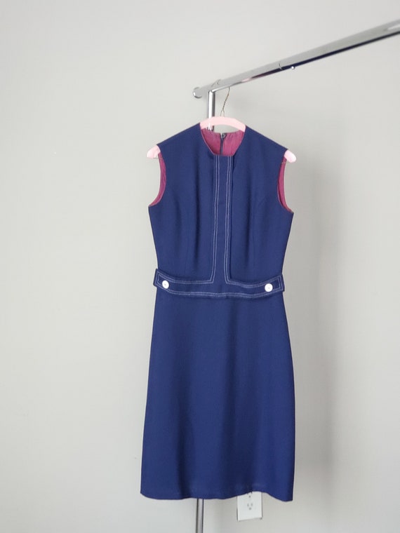 Vintage Navy and White Pinafore Dress - image 2