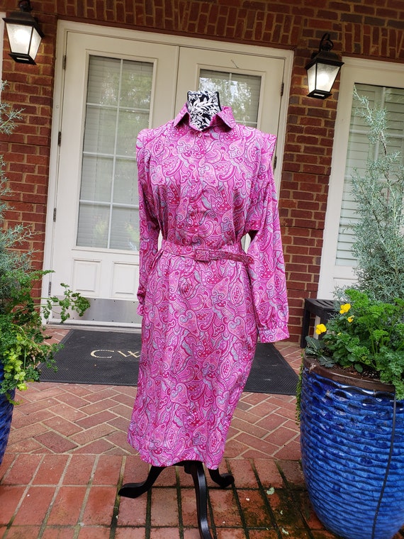 Vintage Pink Paisley Shirt Dress - image 1