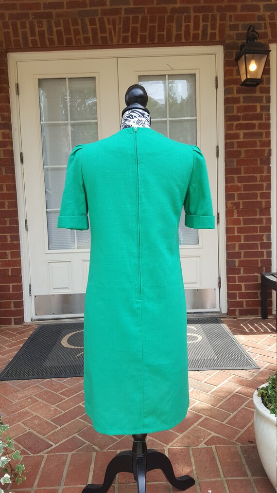 Vintage Green Leslie Fay Petite Dress 80s - image 5