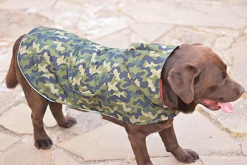 Dog raincoat khaki green camouflage light reflecting coat for Etsy