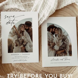 Minimalist Save The Date Template With Photo, Editable Save The Date Digital Download, Wedding Save The Date Template, Modern Save The Date