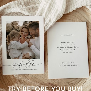 Blumenmädchen Vorschlag Karte, Willst du mein Blumenmädchen sein, druckbare Blumenmädchen Vorschlag Karte mit Foto, Hochzeit Card Template