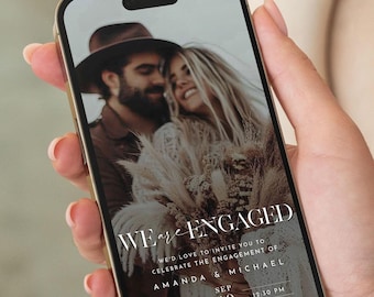 Digital Engagement Party Invitation Template with Photo, Engagement Invitation, Elegant Engagement Invitation, Engagement Invitation Ecard