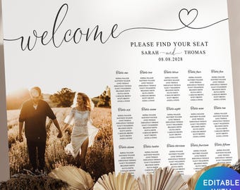 Wedding Seating Chart Template, Wedding Seating Chart Board, Printable Wedding Seating Chart Sign, Table Seating Chart, Seating Plan, Custom