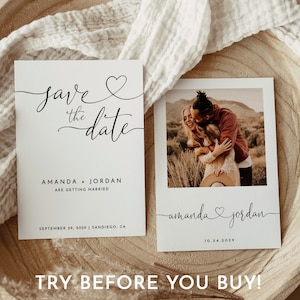 Boho Save The Date-sjabloon met foto, foto Save The Date-uitnodiging, Boho Save The Date-kaarten, bewerkbare Save The Date-sjabloon