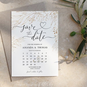 Minimalistisch Speichern Sie die Datumsvorlage mit Kalender, speichern Sie das Datum digitaler Download, speichern Sie die Datumskarte, elegante bearbeitbare Speichern Sie die Datumsvorlage