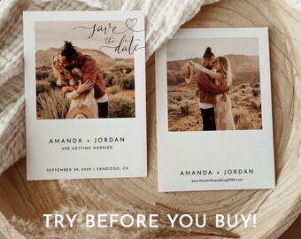 Photo Save The Date Template, Boho Save The Date Invitation, Minimalist Save The Date Cards, Editable Save The Date Template