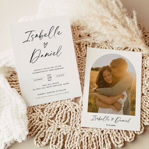 Wedding Invitation Template Download, Photo Wedding Invitation, Modern Minimalist Wedding Invite Template, Editable Wedding Invites