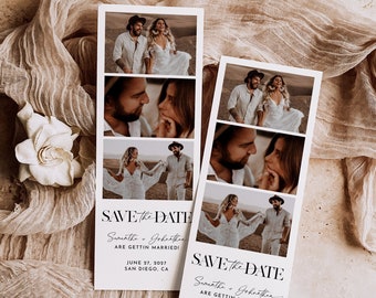 Photo Strip Save the Date, Photo Booth Save the Date, Photo Save The Date Template, Minimalist Save The Date, Modern Save The Date, Editable