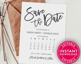 Save the Date Wedding Template, Rose Gold Wedding Invitation Digital Download, Printable Save the Date, Save The Date Instant Download