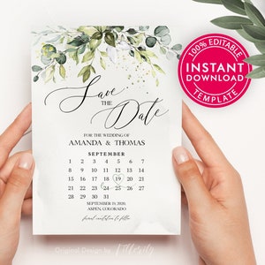 Save The Date Calendar, Save The Date Template With Photo, Save The Date Cards, Save The Dates, Save The Date Postcard, Digital Download