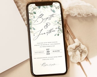 Invito a nozze digitale, modello di invito elettronico, cartolina elettronica di matrimonio, invito per iPhone, invito per smartphone, invito digitale, Evite