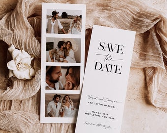 Photo Strip Save the Date, Photo Booth Save the Date, Photo Save The Date Template, Minimalist Save The Date, Modern Save The Date, Editable