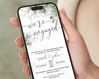 Electronic Engagement Invitation, Engagement Invitation Digital Template, Evite, Ecard, iPhone Invitation, Smartphone Invite, Digital Invite