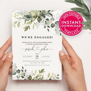 Engagement invitations, Engagement Invites, Engagement Invitations Printable, Engagement Invitation Template, Invitation Instant Download