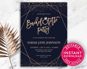 Bachelorette Party Invitations, Bachelorette Invite, Bachelorette Party Invites, Navy Blue Bachelorette Party, Printable Invitation Template