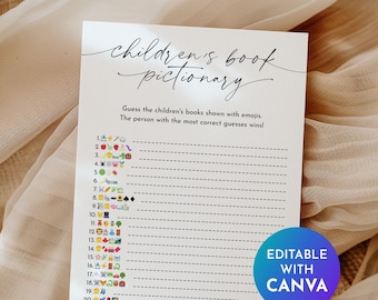 Livre pour enfants, Jeu de devinettes d'emojis, Jeux de baby shower, Jeu d'emojis pour bébés, Pictionary d'emojis imprimables, Jeu de devinettes d'emojis, Quiz d'emojis | BB1
