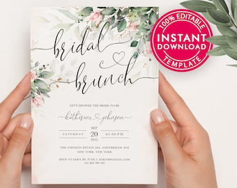 Bridal Brunch Invitation Template, Bridal Shower Invitation, Printable Bridal Shower Invite, Bridal Shower Invitation, Instant Download