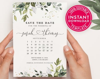 Save The Date Calendar, Save The Date Template With Photo, Save The Date Cards, Save The Dates, Save The Date Postcard, Digital Download