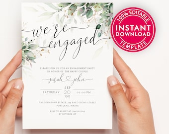 Engagement invitations, Engagement Invites, Engagement Invitations Printable, Engagement Invitation Template, Invitation Instant Download