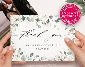 Wedding Thank You Card Template, Personalized Thank You Card, Printable Thank You Card Template, Thank You Card Wedding, Wedding Favors