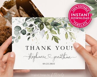 Wedding Thank You Card Template, Personalized Thank You Card, Printable Thank You Card Template, Thank You Card Wedding, Wedding Favors