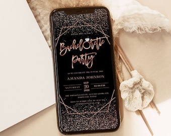 Electronic Bachelorette Invitation, Bachelorette Party Invitation Template Download, Rose Gold Bachelorette Invite, Bachelorette Party Evite