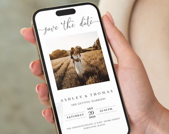 Save The Date Digital, Electronic Save The Date Template, Save The Date Evite, Digital Invite, Ecard, iPhone Invitation, Smartphone Invite