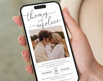 Wedding Invitation Digital, Electronic Invitation Template, Wedding Ecard, iPhone Invitation, Smartphone Invite, Digital Invite, Evite