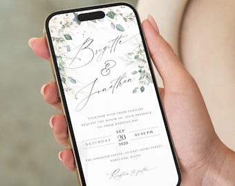 Wedding Invitation Digital, Electronic Invitation Template, Wedding Ecard, iPhone Invitation, Smartphone Invite, Digital Invite, Evite