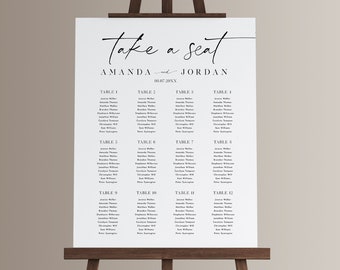 Minimalist Wedding Seating Chart Template, Elegant Seating Plan Sign for Wedding, Wedding Seating Sign Templett Download, Printable