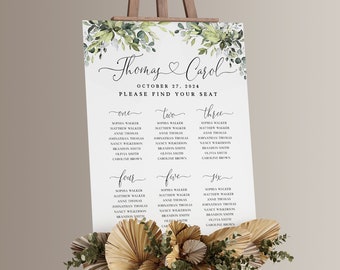 Wedding Seating Chart Template, Printable Seating Chart Wedding, Chart Sign, Chart Board, Table Seating Chart, Seating Plan, Welcome Sign