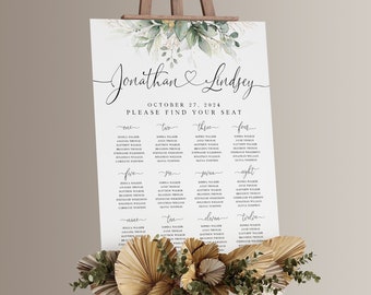 Wedding Seating Chart Template, Printable Seating Chart Wedding, Chart Sign, Chart Board, Table Seating Chart, Seating Plan, Welcome Sign