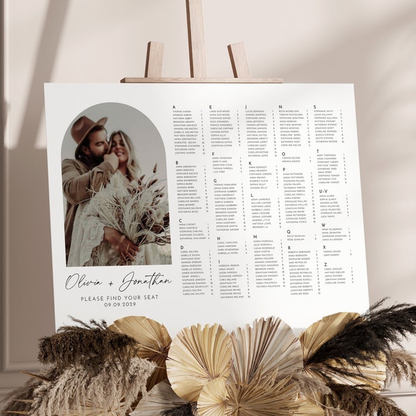 Large Wedding Seating Chart Template with Photo, Alphabetical Wedding Seating Chart Sign, Table Seating Chart Board, Seating Plan Template