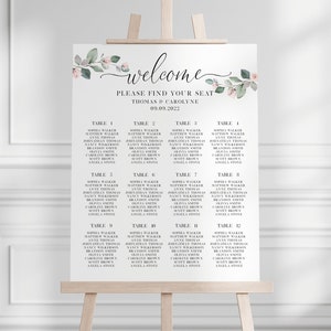 Rose Wedding Seating Chart Template, Wedding Seating Chart Board, Printable Wedding Seating Chart Sign, Table Seating Chart, Seating Plan