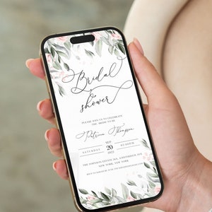 Invito per addio al nubilato elettronico botanico, modello di invito elettronico, cartolina elettronica per addio al nubilato Boho, modello modificabile Download immediato