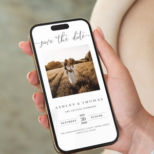 Retenez la date numérique, modèle électronique de réservation de la date, réservez votre date Evite, invitation numérique, carte virtuelle, invitation iPhone, invitation smartphone