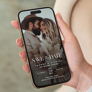 Elektronische Save The Date-sjabloon met foto, Save The Date digitaal, Minimalistische Save The Date digitale download, SMS-bericht Save The Date