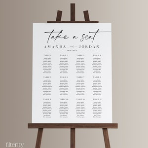 Minimalist Wedding Seating Chart Template, Elegant Seating Plan Sign for Wedding, Wedding Seating Sign Templett Download, Printable