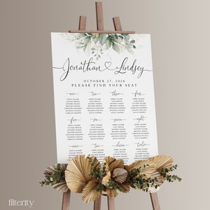 Wedding Seating Chart Template, Printable Seating Chart Wedding, Chart Sign, Chart Board, Table Seating Chart, Seating Plan, Welcome Sign