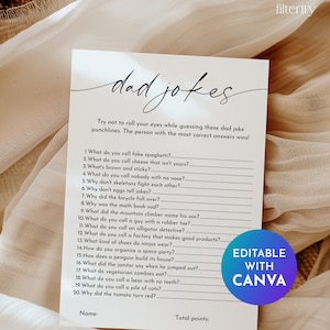 Papa grappen babyshower spel - afdrukbare babyshower feestkaarten, papa grappen trivia spel, papa grappen bewerkbare sjabloon, Instant Download | BB1
