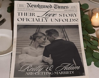 Wedding Newspaper Template Editable on Canva, Custom Crossword Newspaper, Wedding Program, Wedding Photoshoot Newspaper, Wedding Ceremony