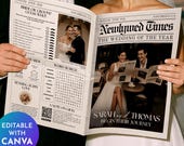 Newspaper Wedding Program Template - Order of Service, Wedding Day Newspaper, Wedding Newspaper Seating Chart, Wedding Photoshoot Newspaper