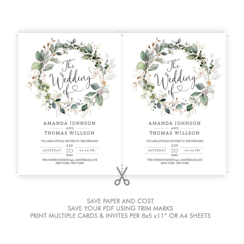 Printable Wedding Invitation Template Bundle, Thank You Card, Wedding Program Template, Wedding Menu, Invitation Set, RSVP Cards and more image 9