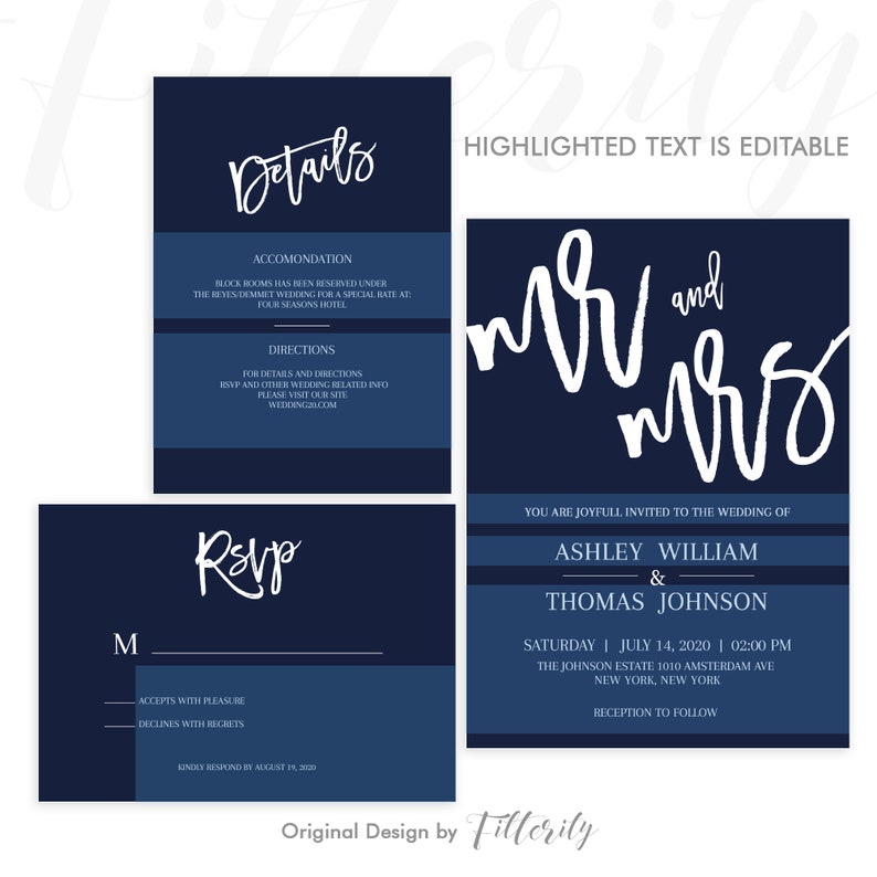 Templates Navy Blue Printable Wedding Invitation Simple Wedding Invitation Template Wedding Invites Wedding Invitation Template Download