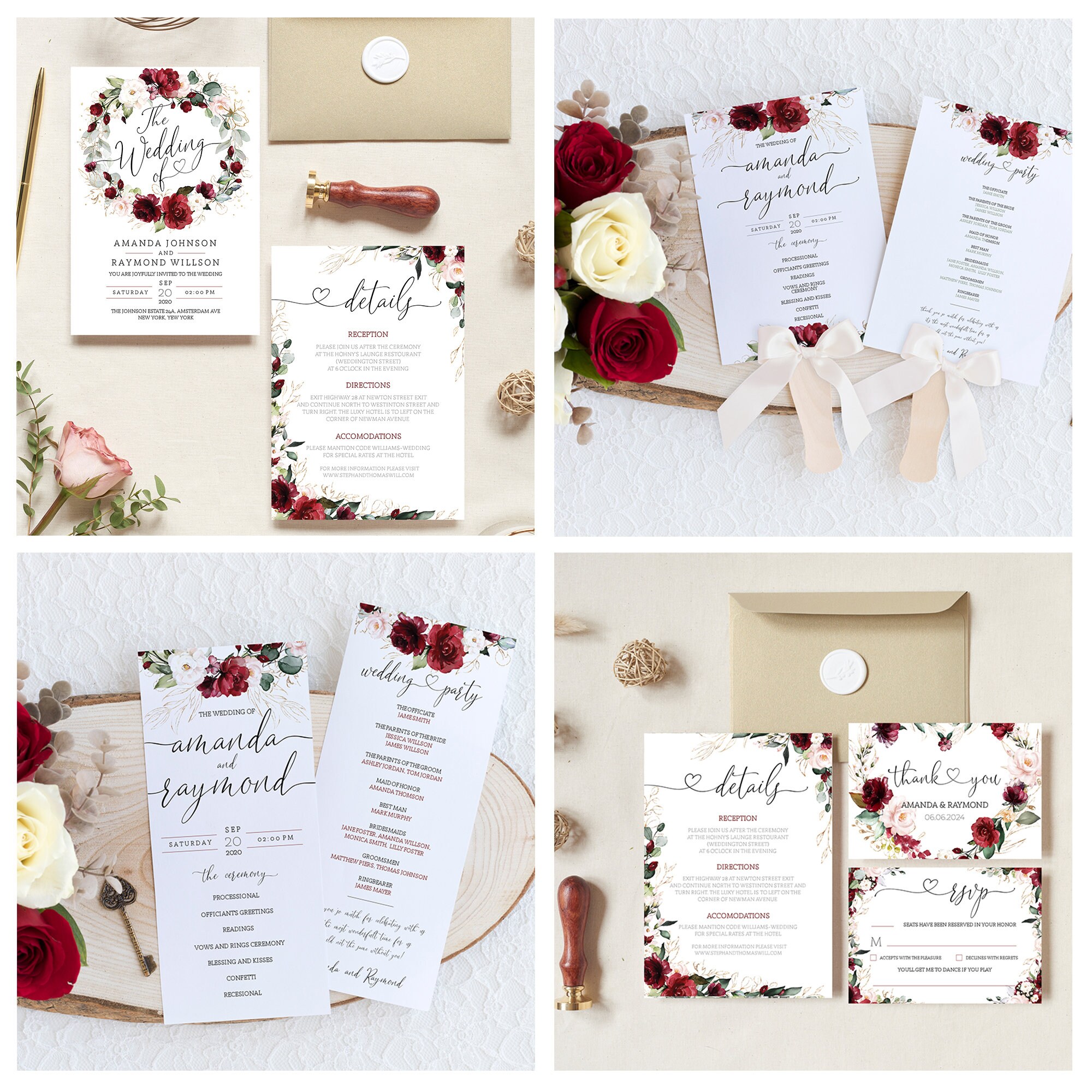 Printable Wedding Invitation Set Template Download Wedding | Etsy