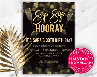 Birthday Invitations, Birthday Invitation Template, Printable Birthday Invitation, Editable Invitation, 30th Birthday Party Invitations