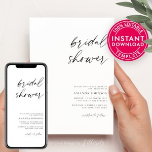 Bridal Shower Invitation, Bridal Shower Evite, Printable Bridal Shower Invitation, Bridal Shower Invitation Template Instant Download