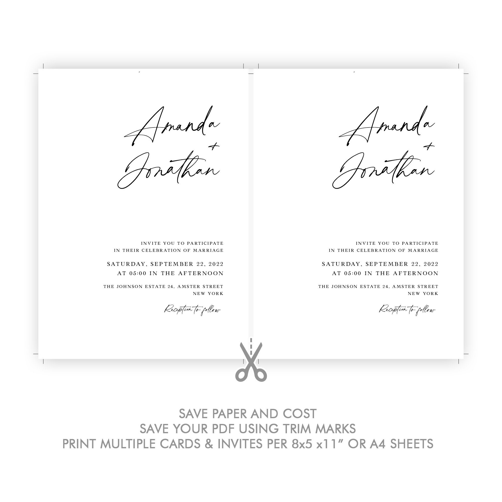 Printable Wedding Invitation Set Template Download Wedding - Etsy