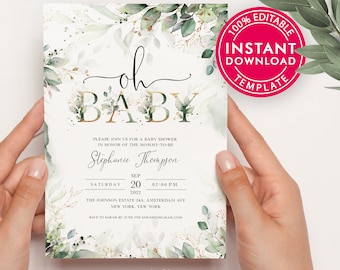 Baby Shower Invitation, Baby Shower Invite, Girl or Boy Baby Shower Invitation, Instant Download, Baby Shower Evite Digital Download